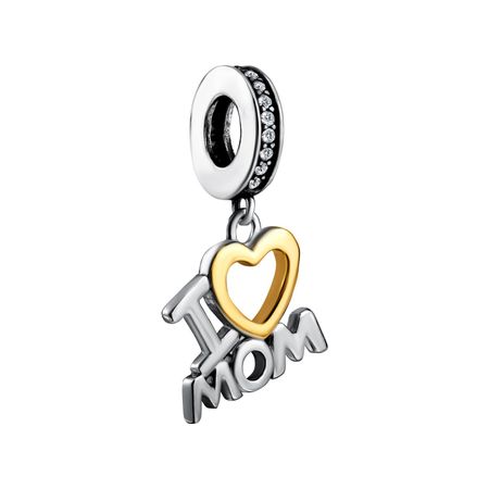 Серебряный шарм I Love Mom с фианитами и позолотой с родированием 890₽
