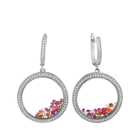 Серебряные серьги с корундами ювелирным стеклом и фианитами 5490₽