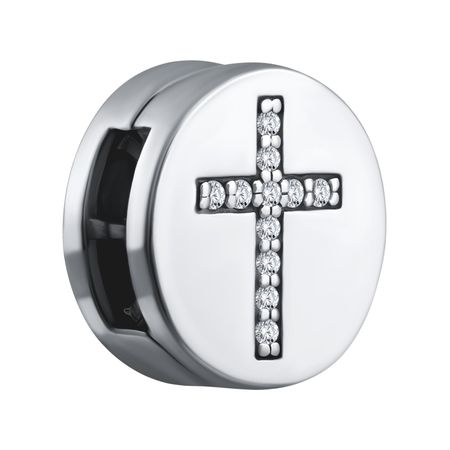 Серебряный шарм Крест с фианитами и родированием 790₽