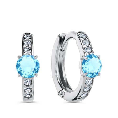 Серебряные серьги с топазами Sky и фианитами с родированием 1990₽