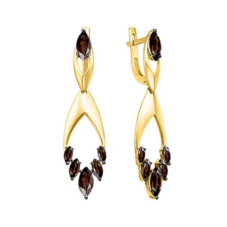 Золотые серьги с раухтопазами и родированием 79990₽