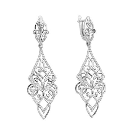 Серебряные серьги с фианитами и родированием 8490₽