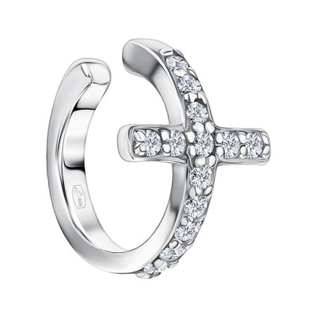 Серебряная серьга с фианитами и родированием 249₽