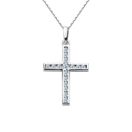 Золотая подвеска Крест с бриллиантами и родированием 51990₽