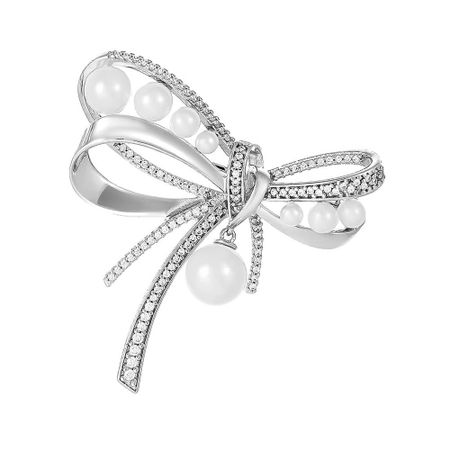 Брошь SOKOLOV Бант из серебра с жемчугом и фианитами 6990₽
