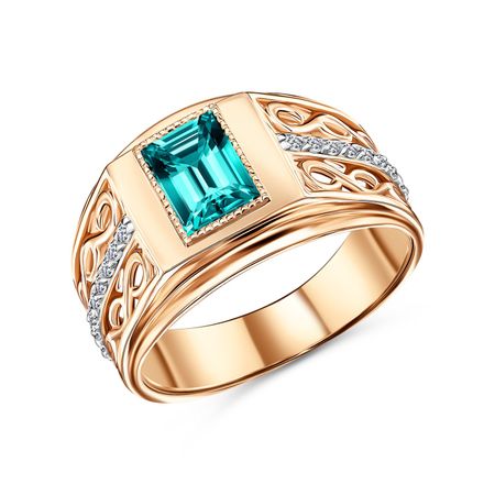 Золотой перстень с турмалином и бриллиантами с родированием 119990₽