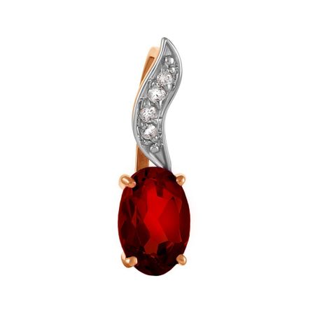 Золотая подвеска с гранатом и фианитами с родированием 4790₽