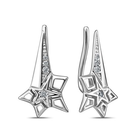 Серебряные серьги Звезда с фианитами и родированием 1290₽