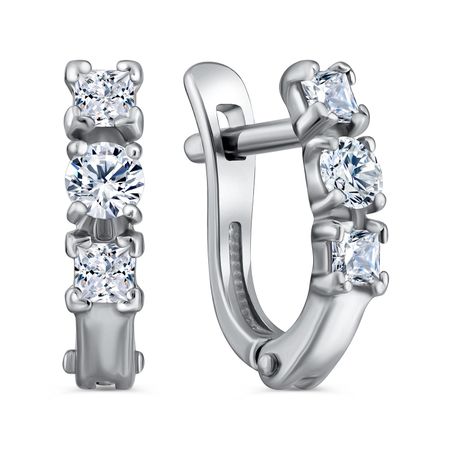 Серебряные серьги с фианитами и родированием 1490₽