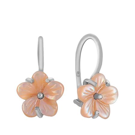 Серьги детские Цветок из серебра с перламутром 830₽