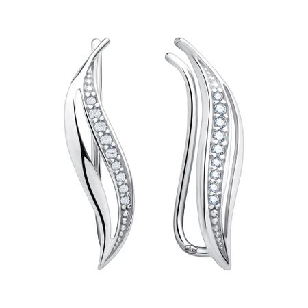 Серебряные серьги с фианитами и родированием 1190₽