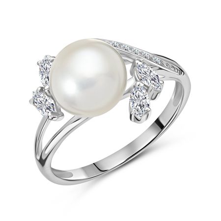 Кольцо из серебра с жемчугом и фианитами 1990₽