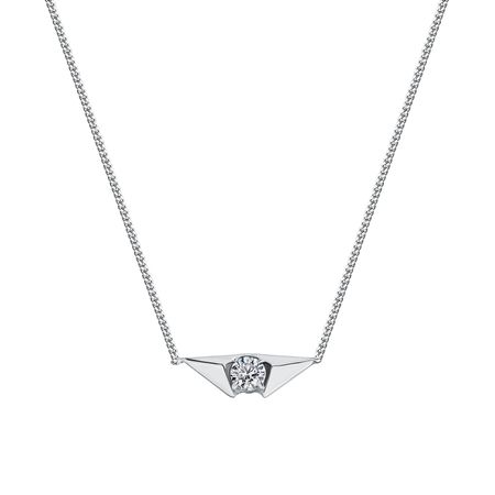 Серебряное колье с фианитом и родированием 490₽