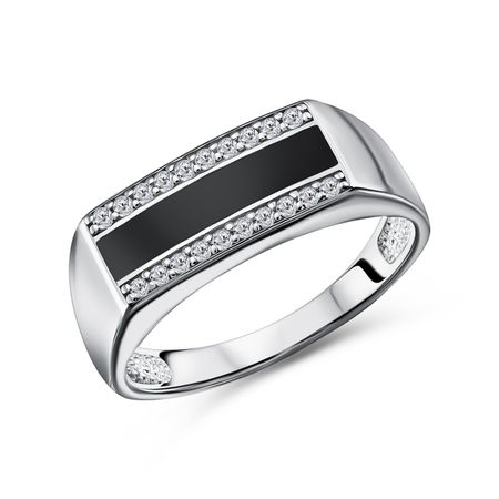 Серебряная печатка с эмалью и фианитами с родированием 2990₽