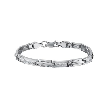Серебряный браслет Ролекс с фианитами и родированием 2760₽