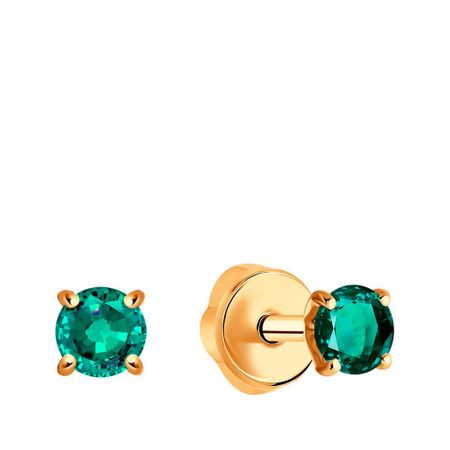Золотые серьги с изумрудами 76990₽