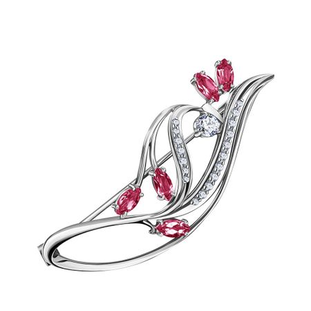 Серебряная брошь с гранатом и фианитами 3990₽