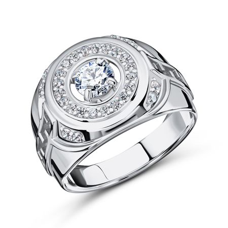 Серебряная печатка с фианитами и родированием 4490₽