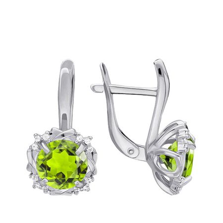 Серьги из серебра с хризолитами и фианитами 4490₽