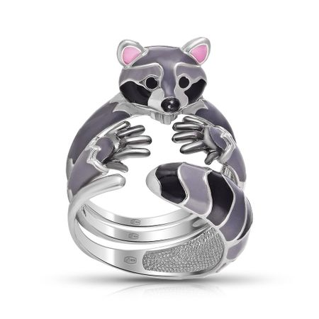Кольцо-трансформер Енот из серебра с эмалью 2990₽