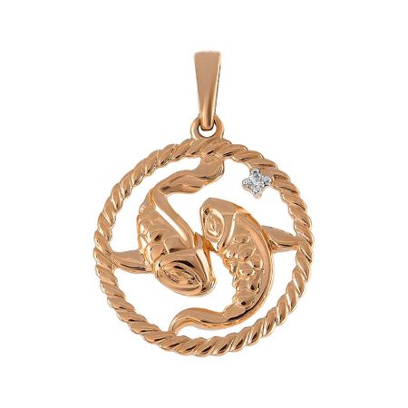 Золотая подвеска с фианитом со знаком зодиака Рыбы 19990₽