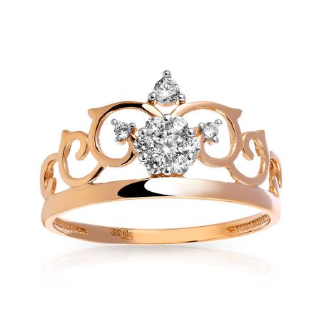 Кольцо Корона из золота с фианитами 20060₽