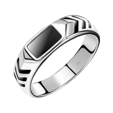 Серебряная печатка с эмалью и шпинелью нано 3290₽