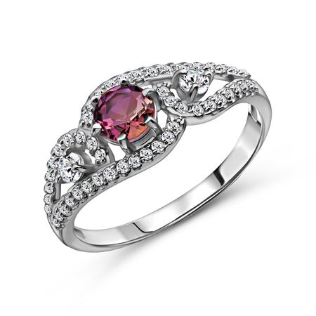 Серебряное кольцо с ювелирным стеклом и фианитами 1290₽