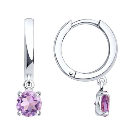 Серебряные серьги с аметистами и родированием 2990₽