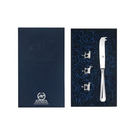 Серебряный набор для сыра Элегант с родированием 4 предмета 44790₽