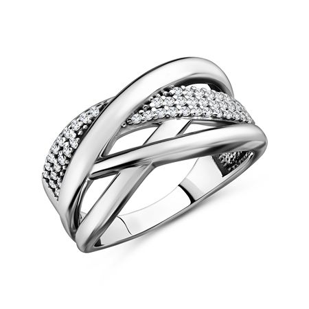 Серебряное кольцо с фианитами и родированием 1170₽