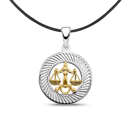 Серебряная подвеска с позолотой и родированием со знаком зодиака Весы 249₽