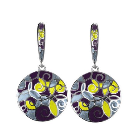 Серебряные серьги с эмалью и родированием 7430₽