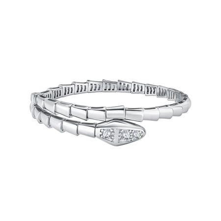 Серебряный жесткий браслет с фианитами и родированием р 17-19 41890₽