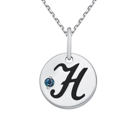 Серебряная подвеска буква Н с London топазом и родированием 890₽