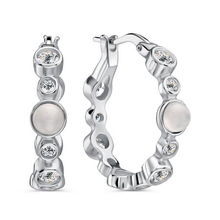 Серебряные серьги с лунным камнем и фианитами 4490₽
