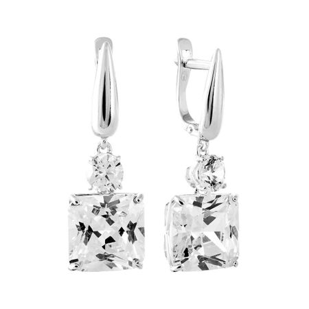 Серебряные серьги с фианитами и родированием 5990₽