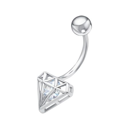 Серебряный пирсинг с фианитом и родированием 1330₽