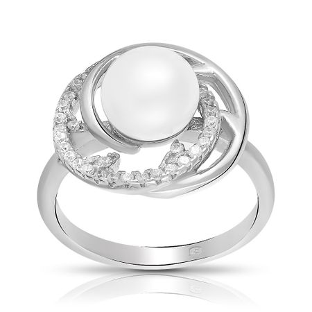 Кольцо из серебра с жемчугом и фианитами 1290₽