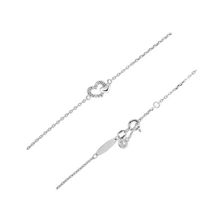 Серебряный браслет на ногу Сердце с фианитами и родированием 890₽