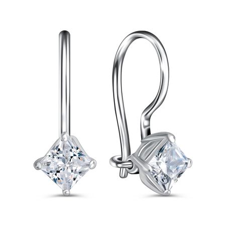 Серебряная детские серьги с фианитами и родированием 890₽