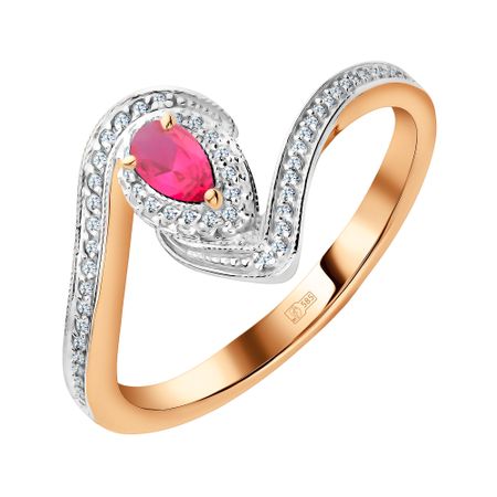 Золотое кольцо с рубином и бриллиантами 71990₽