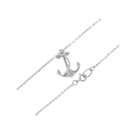 Серебряный браслет на ногу Якорь с фианитами и родированием 490₽