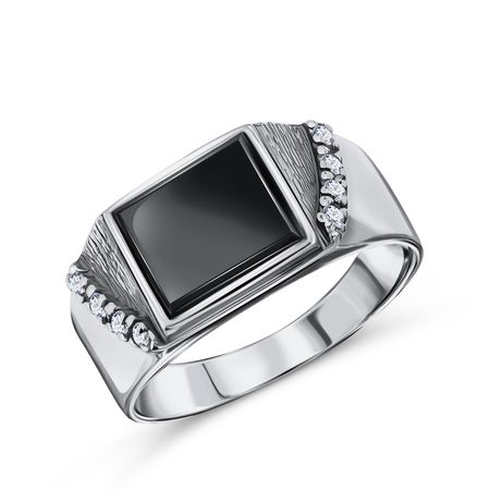 Серебряная печатка с ониксом и фианитами с чернением 3500₽