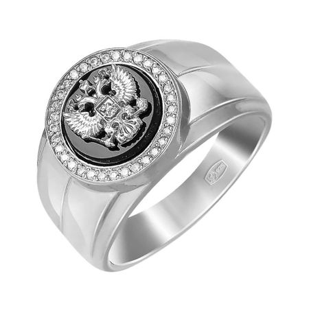 Серебряная печатка с ониксом и фианитами 6980₽