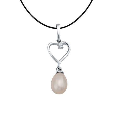 Серебряная подвеска с жемчугом и фианитом с родированием 450₽