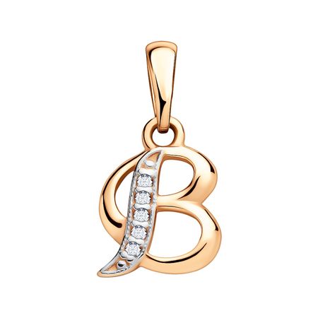 Золотая подвеска буква В с фианитами 8820₽
