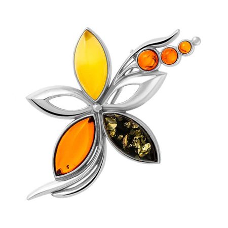 Брошь из серебра с янтарем 5050₽