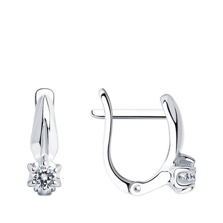 Серебряные серьги с фианитами и родированием 1440₽