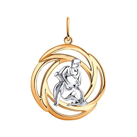 Серебряная подвеска с позолотой и родированием со знаком зодиака Водолей 1010₽